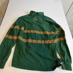 Live for Rugby Ireland Striped Long Sleeve Polo Shirt Green Brown LFR Mens XL